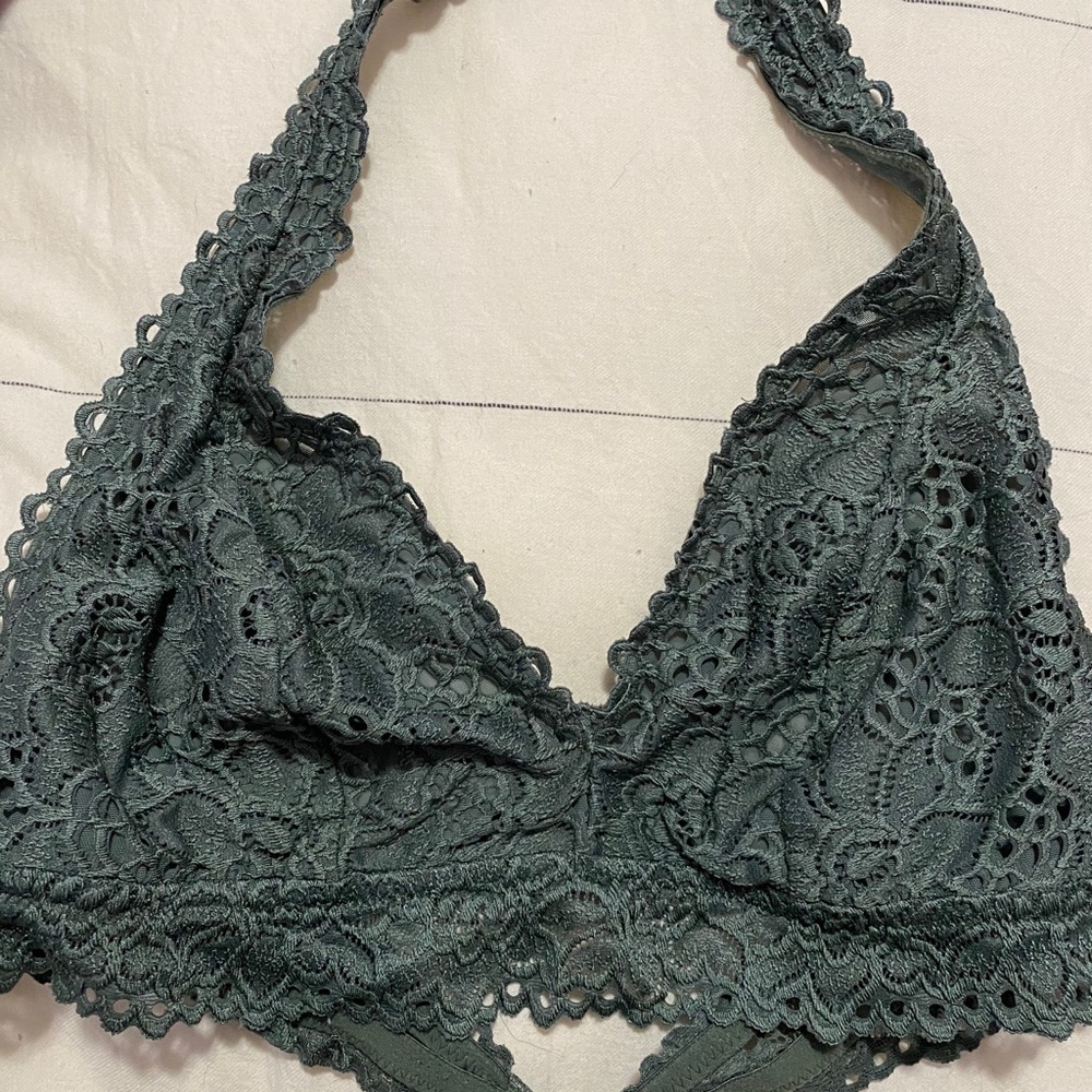 Dark Green Aerie Halter Bralette